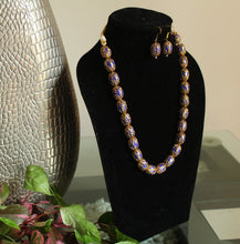 Load image into Gallery viewer, Designer blue golden beaded Necklace