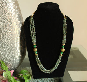 Green stones Long  Designer Beaded  Necklace