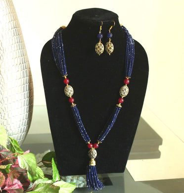 Blue  Designer Beaded Necklace set