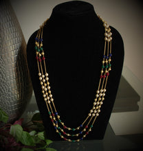 Load image into Gallery viewer, Triple layered  designer beaded Necklace Set
