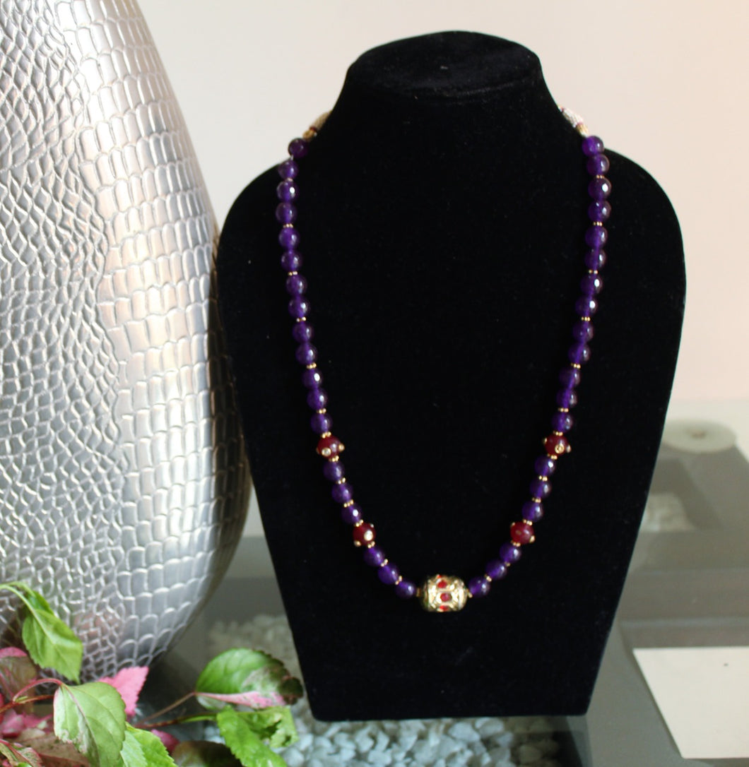Designer purple kantha beaded Necklace