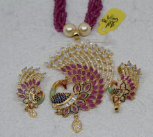 Load image into Gallery viewer, Gemzlane Peacock Beaded Pendant diamond Necklace Set