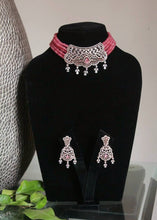 Load image into Gallery viewer, Gemzlane Anamika Pink choker diamond necklace set