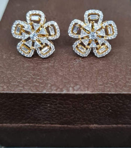 Star gold plated diamond Studs Earrings
