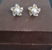 Load image into Gallery viewer, Aayushi pearls and diamonds gold plated Studs Earrings
