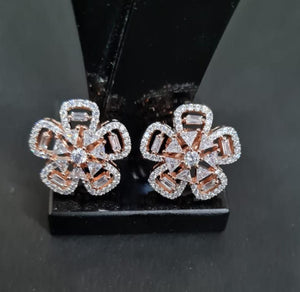 Star Rosegold plated diamond Studs Earrings
