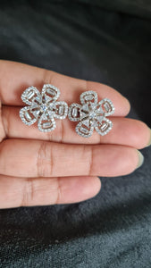 Star diamond Silver plated  Studs Earrings