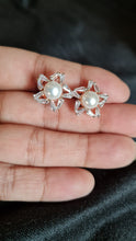 Load image into Gallery viewer, Star pearls and diamonds Rosegold plated Studs Earrings