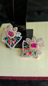 Designer multi stone diamond Studs Earrings