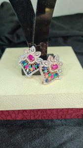 Designer multi stone diamond Studs Earrings