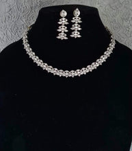 Load image into Gallery viewer, Sleek silver plated Cubic zirconia Diamond Necklace set