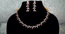Load image into Gallery viewer, Pink Sleek Rosegold plated diamond Necklace set