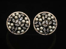 Load image into Gallery viewer, Circular diamond and pearls Dual plated Studs Earrings