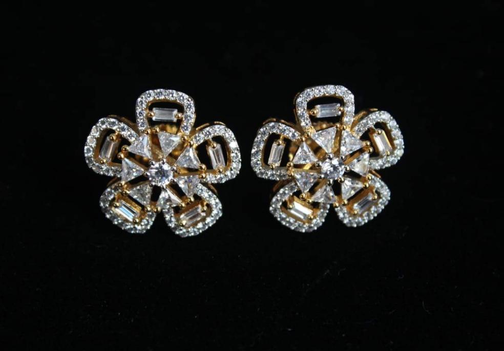 Star gold plated diamond Studs Earrings