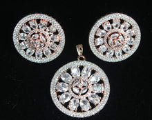 Load image into Gallery viewer, Aaira round CZ  pink pendant diamond necklace set