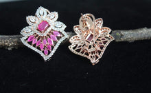 Load image into Gallery viewer, Designer Ruby diamond Studs Earrings