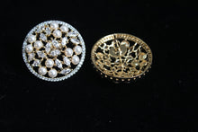 Load image into Gallery viewer, Circular diamond and pearls gold plated Studs Earrings