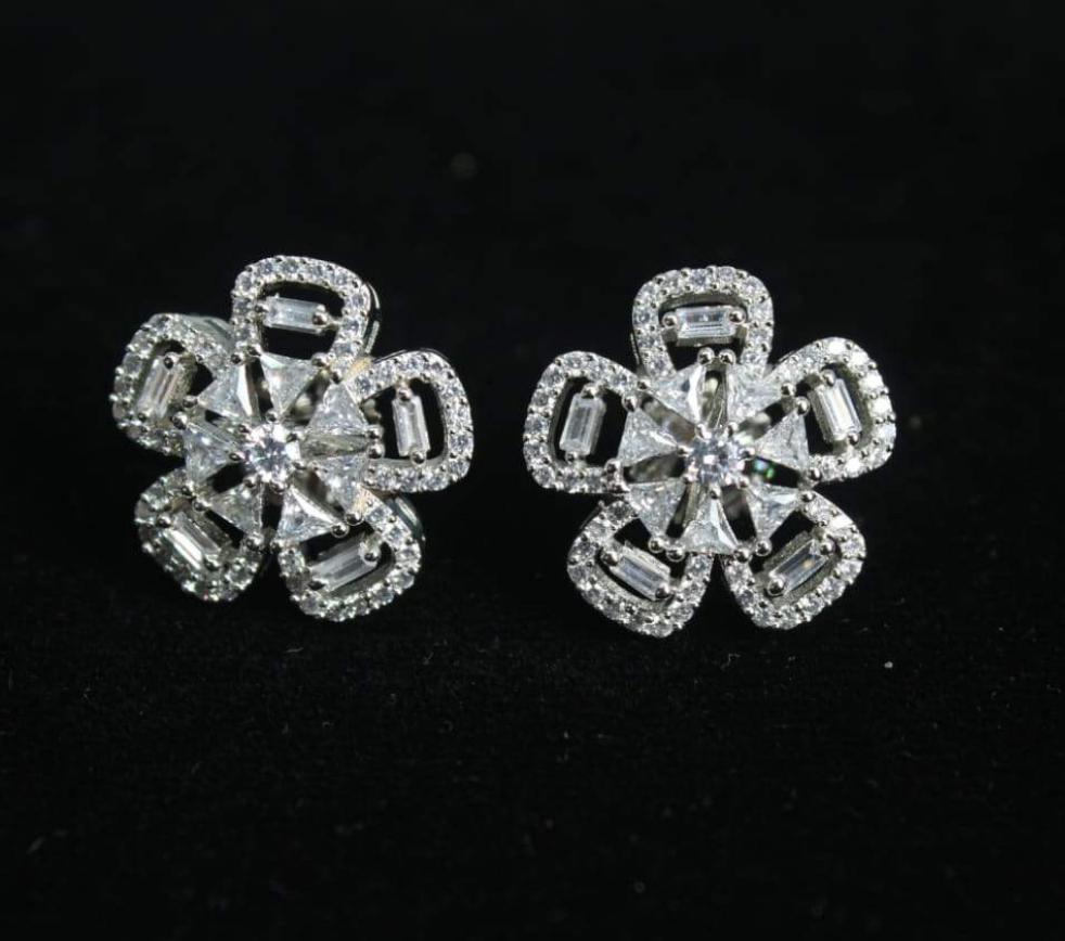 Star diamond Silver plated  Studs Earrings