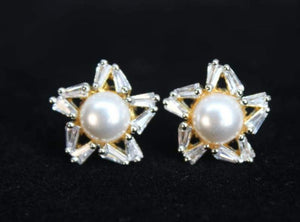 Aayushi pearls and diamonds gold plated Studs Earrings