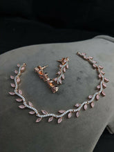 Load image into Gallery viewer, Pink Sleek Rosegold plated diamond Necklace set