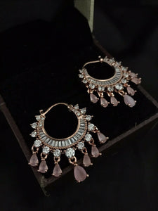 Gemzlane Pink Rosegold cute chandbali  earrings