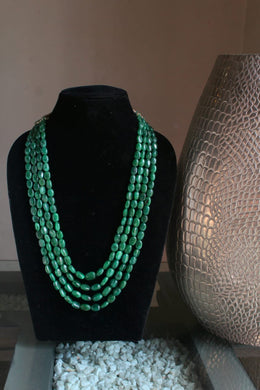 Natural Green Emerald maniya  ovals precious Gemstone Layered Necklace