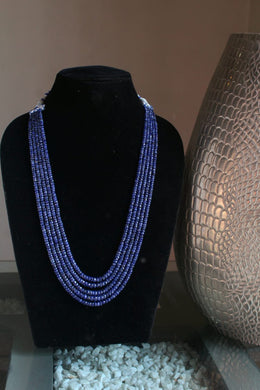 Natural Precious Blue Sapphire Gemstone Layered  Necklace