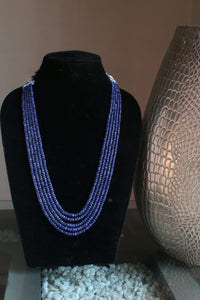 Natural Precious Blue Sapphire Gemstone Layered  Necklace