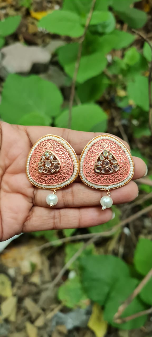 Meenakari diamond Studs Earrings
