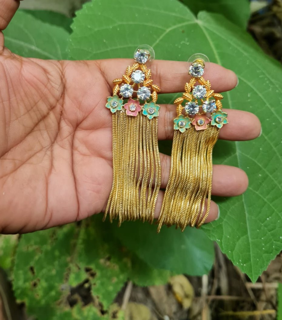 Gemzlane meenakari stone fashion earrings for women and girls