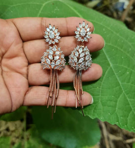 Gemzlane rose gold cz diamond danglers earrings