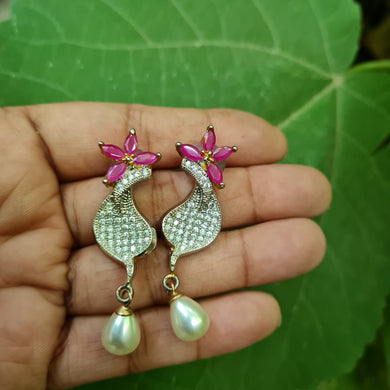 Gemzlane Ruby diamond Danglers earrings