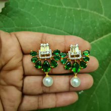Load image into Gallery viewer, Avya Emerald and american diamonds Studs Earrings