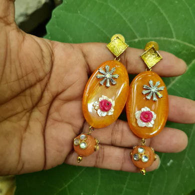 Gemzlane carnelian orange stone Danglers earrings