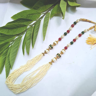 Red Green Long  Designer Beaded  Necklace
