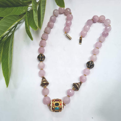Light pink Kantha necklace