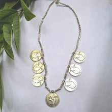 Load image into Gallery viewer, Gemzlane oxidized silver coin fashion necklace for women and girls