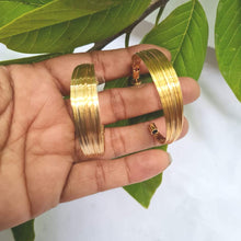 Load image into Gallery viewer, Gemzlane golden ringed danglers earrings.
