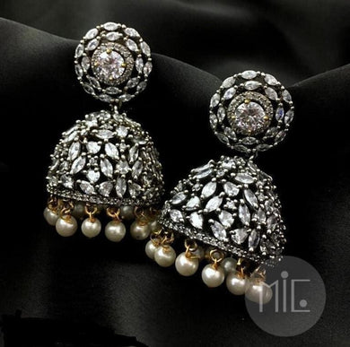 Cz diamond jhumka earrings