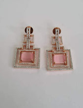 Load image into Gallery viewer, Gemzlane cz Pink Danglers Earrings