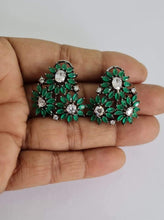 Load image into Gallery viewer, Gemzlane green cz Studs Earrings