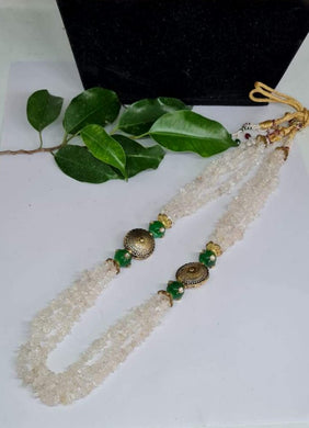 White stones Long  Designer Beaded  Necklace