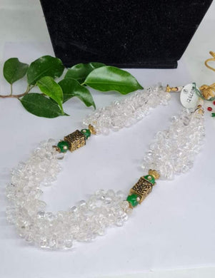White stones Long  Designer Beaded  Necklace