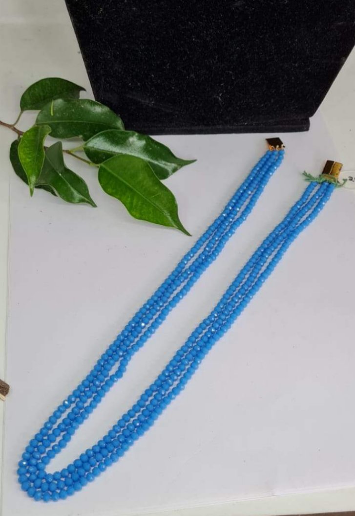 Multiline Blue Beaded  Necklace