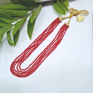 Red Multiline Beaded Necklace