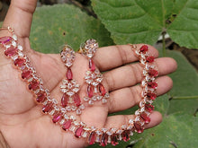 Load image into Gallery viewer, Gemzlane Red cz diamond Necklace set