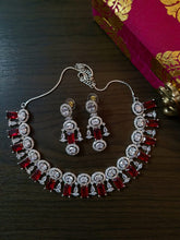 Load image into Gallery viewer, Gemzlane  Red cz diamond Necklace set