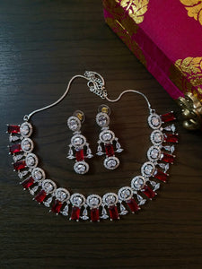 Gemzlane  Red cz diamond Necklace set