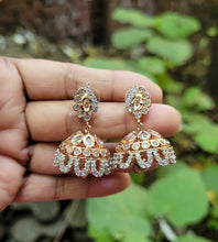 Load image into Gallery viewer, Gemzlane diamond embellished Jhumki earrings