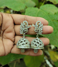 Load image into Gallery viewer, Gemzlane cz diamond Jhumki earrings